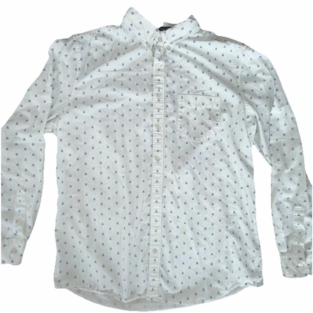 American Eagle Button Down Shirt XLT Blue White Print Cotton